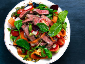 Grilled Steak with Spinach and Apple Salad for diverticulitis