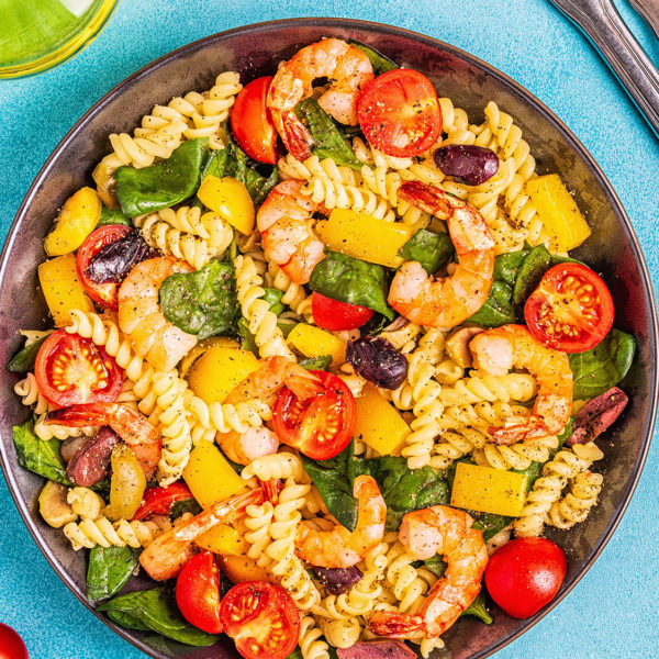 Shrimp, Pasta and Spinach Salad for diverticulitis