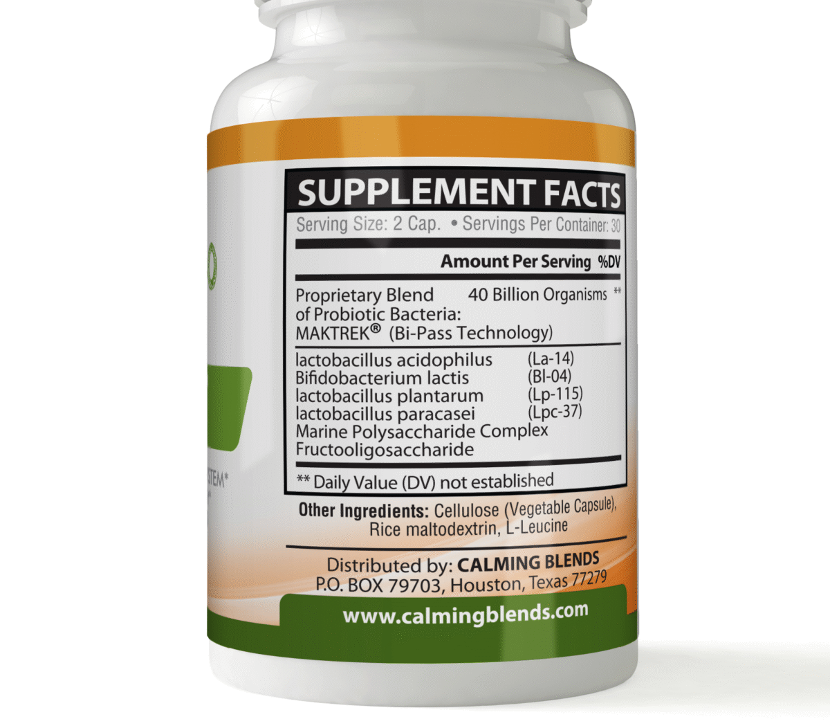 Calming Blends Probiotic-40 Billion - Supplement Facts