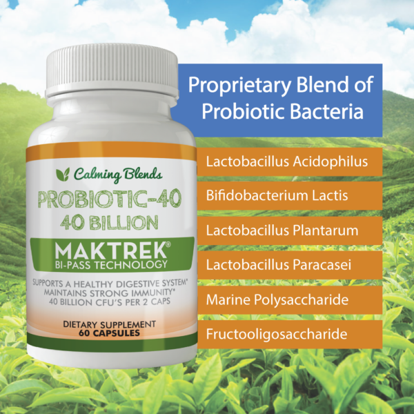 Calming Blends Probiotic-40 Billion - Proprietary Blend of Probiotic Bacteria