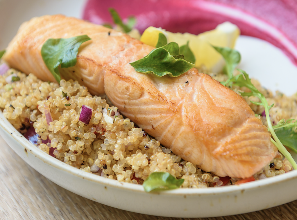 Baked Salmon with Vegetable Quinoa - Calming Blends